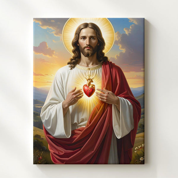 Sacred Heart Jesus Canvas – Reverent Christian Wall Art of Divine Love and Mercy - Gifitto