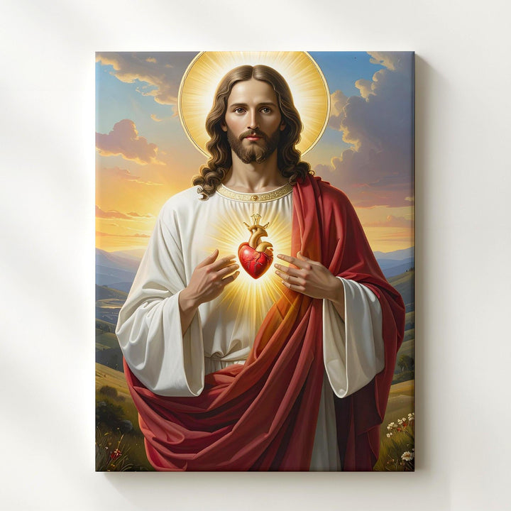 Sacred Heart Jesus Canvas – Reverent Christian Wall Art of Divine Love and Mercy - Gifitto