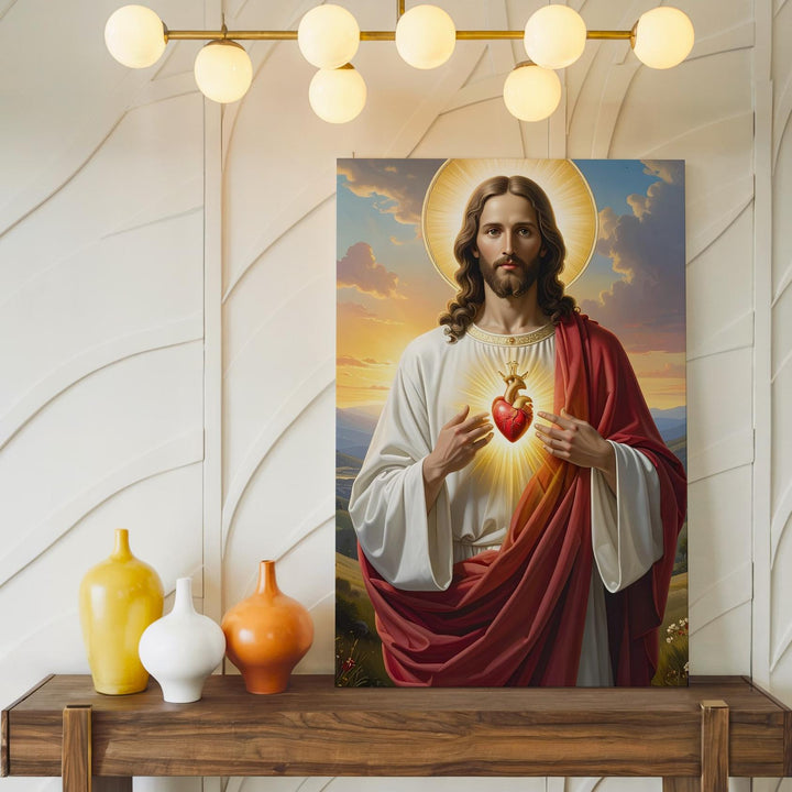 Sacred Heart Jesus Canvas – Reverent Christian Wall Art of Divine Love and Mercy - Gifitto