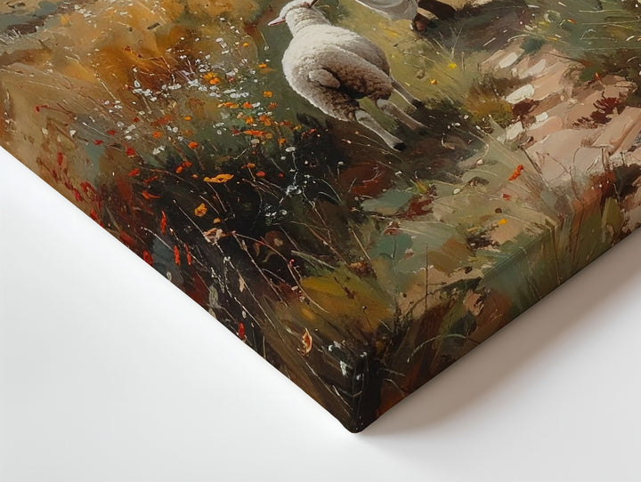 Jesus Walking with Lamb Canvas – Serene Christian Wall Art of the Good Shepherd and Divine Care - Gifitto