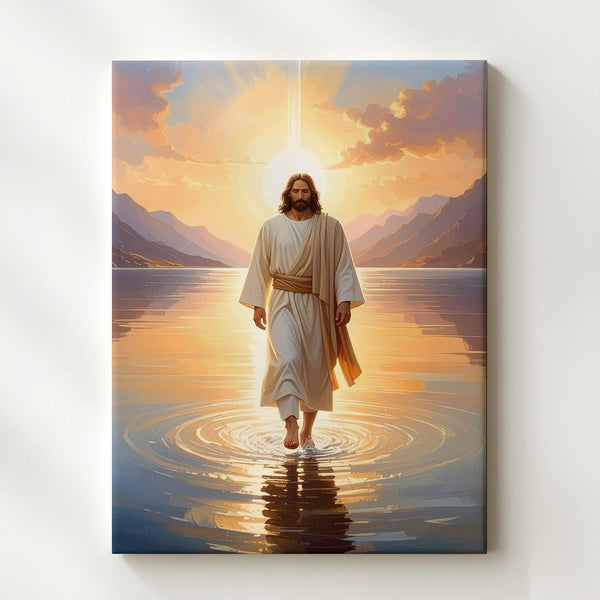 Jesus Walking Toward Viewer Canvas – Reflective Christian Wall Art of Divine Invitation and Grace - Gifitto