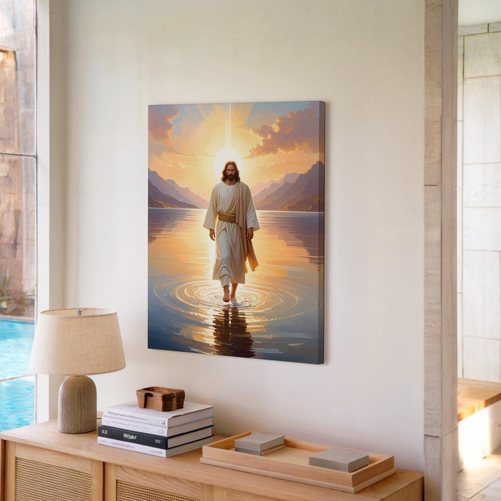 Jesus Walking Toward Viewer Canvas – Reflective Christian Wall Art of Divine Invitation and Grace - Gifitto
