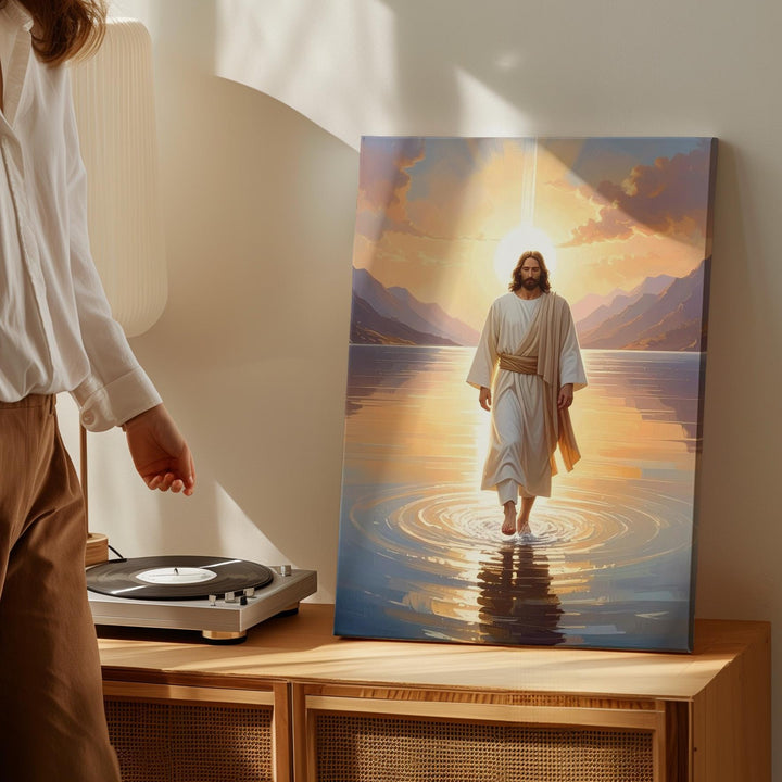 Jesus Walking Toward Viewer Canvas – Reflective Christian Wall Art of Divine Invitation and Grace - Gifitto