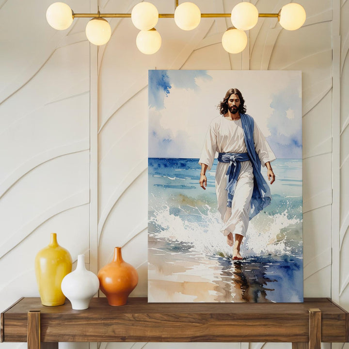 Jesus Walking on Water Canvas – Serene Christian Wall Art of Divine Miracle and Peace - Gifitto