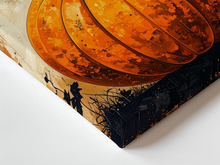 Vintage Harvest Pumpkin Canvas – Rustic Halloween Minimalist Art - Gifitto