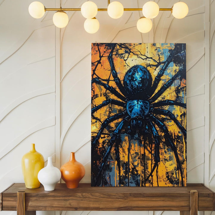 Urban Horror Spider Canvas – Grunge Halloween Arachnid Wall Art - Gifitto