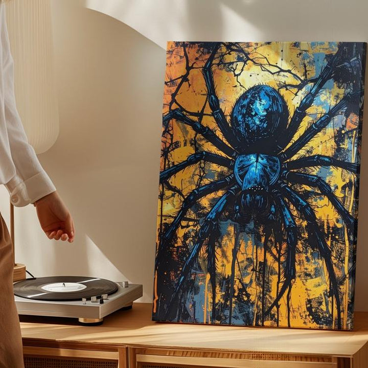 Urban Horror Spider Canvas – Grunge Halloween Arachnid Wall Art - Gifitto