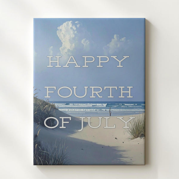 Minimalist Happy Fourth of July Canvas – Modern Patriotic Serif Wall Art - Gifitto