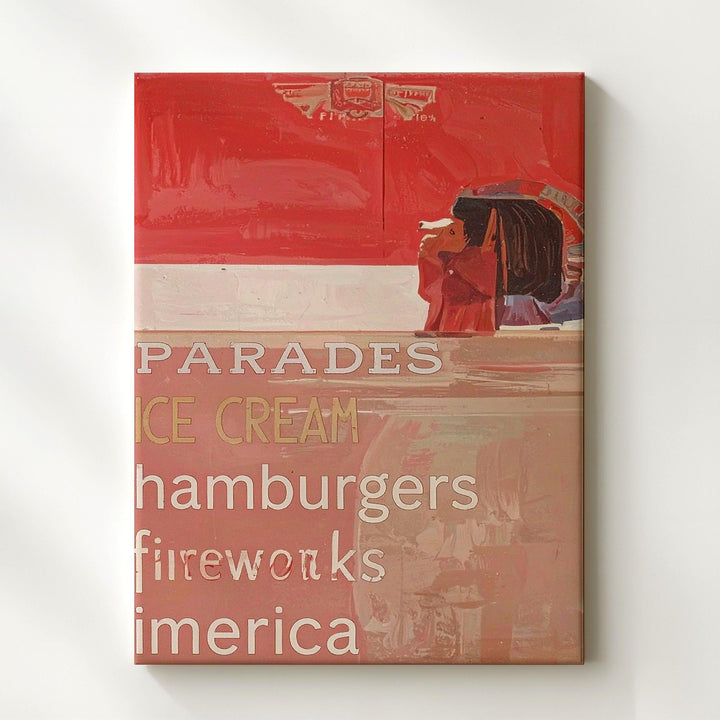 4th of July Word List Canvas – Handwritten Holiday Elements Wall Art - Gifitto