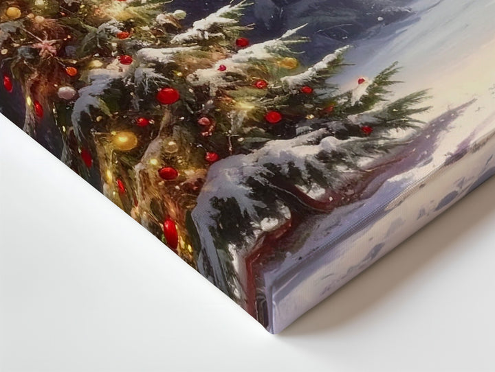 Lone Glowing Christmas Tree Canvas – Serene Winter Forest Art - Gifitto