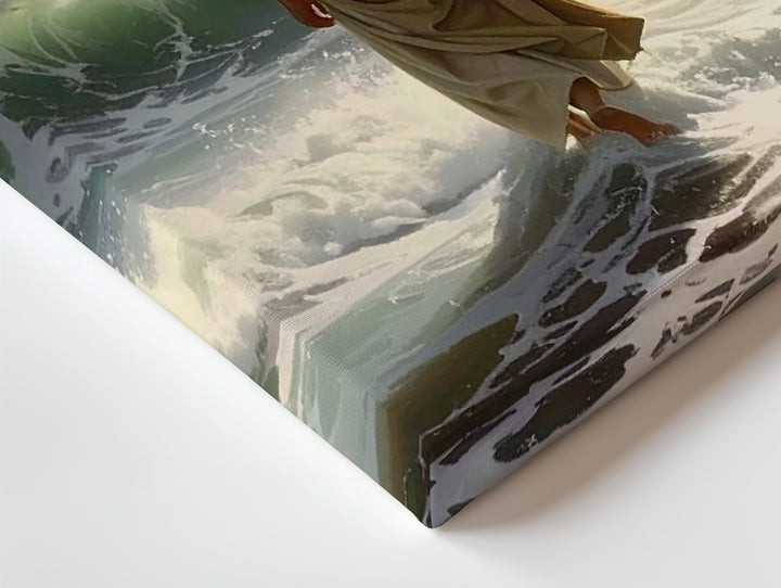 Walking on Water Canvas – Cinematic Storm Scene of Faith and Divine Strength - Gifitto