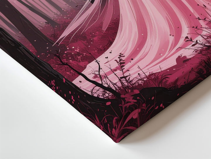 Surreal Forest Ghost Canvas – Dreamlike Pink Halloween Art - Gifitto
