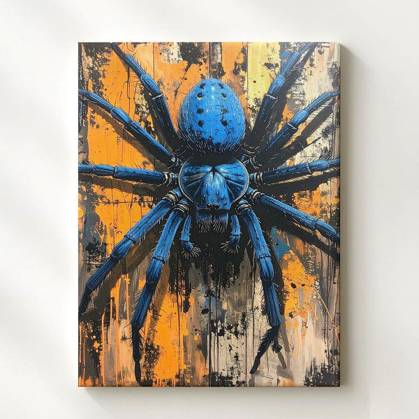 Blue Horror Spider Canvas – Urban Grunge Halloween Wall Art - Gifitto