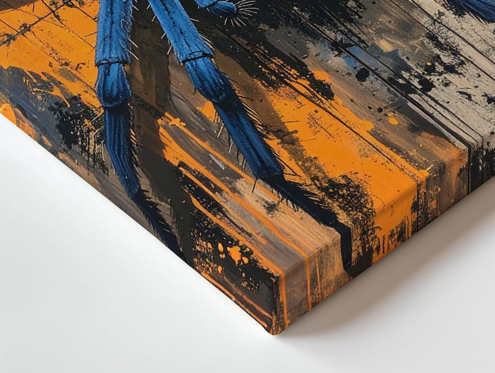 Blue Horror Spider Canvas – Urban Grunge Halloween Wall Art - Gifitto