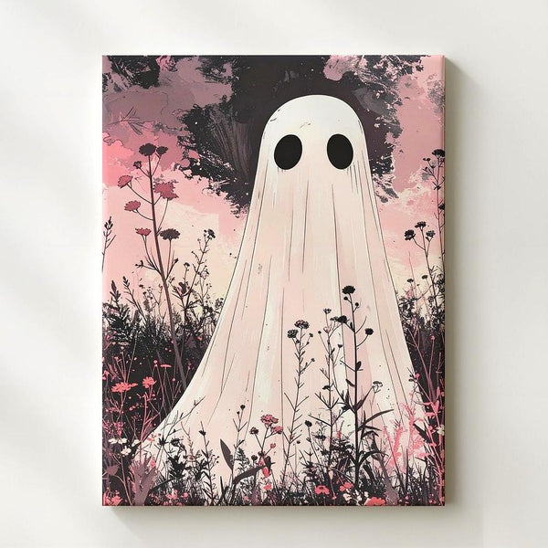 Wildflower Ghost Canvas – Minimal Poetic Halloween Wall Art - Gifitto