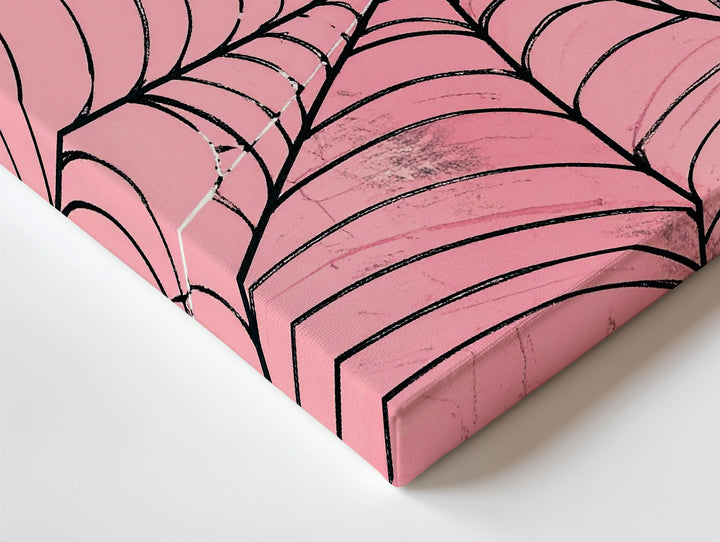 Minimalist Spiderweb Canvas – Pale Pink Gothic Halloween Art - Gifitto