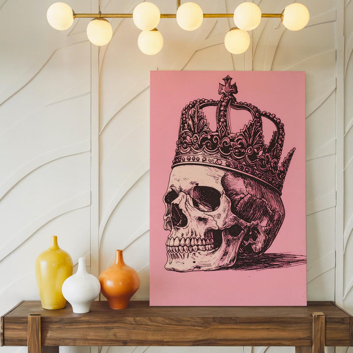 Minimalist Crowned Skull Canvas – Gothic Royalty & Macabre Art - Gifitto