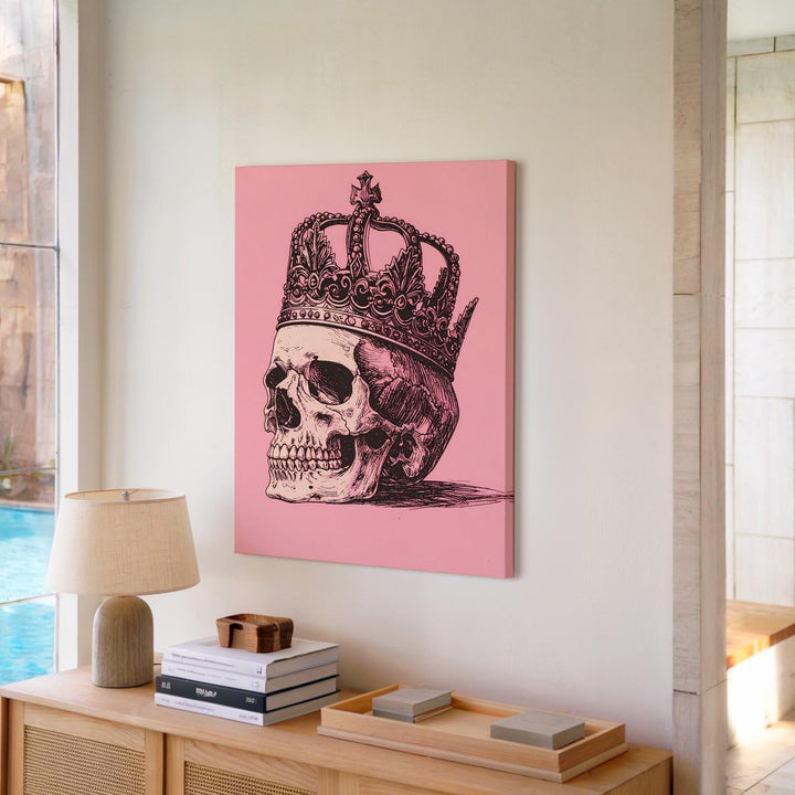Minimalist Crowned Skull Canvas – Gothic Royalty & Macabre Art - Gifitto