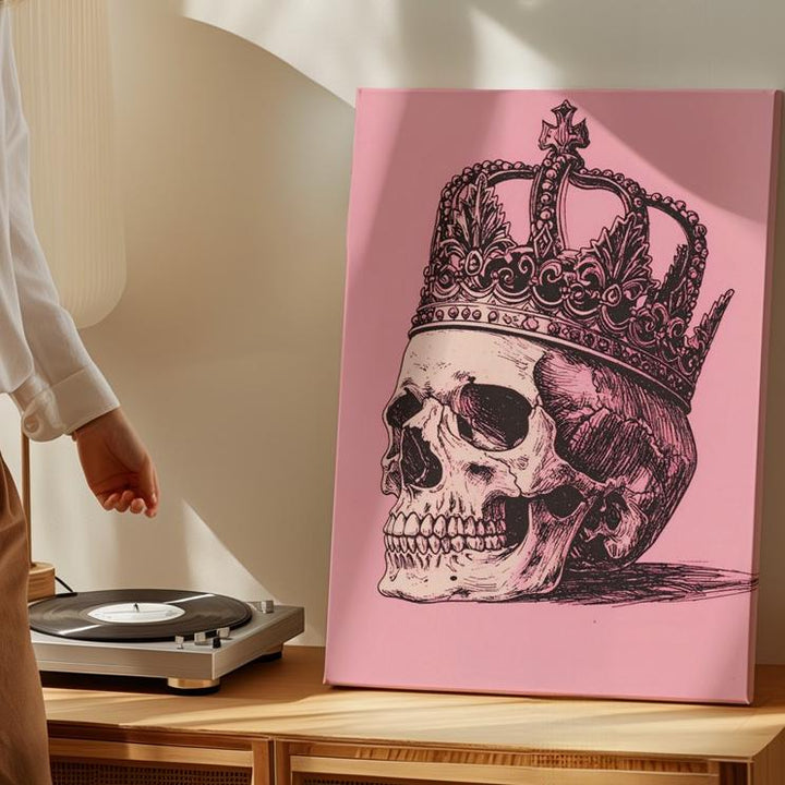 Minimalist Crowned Skull Canvas – Gothic Royalty & Macabre Art - Gifitto