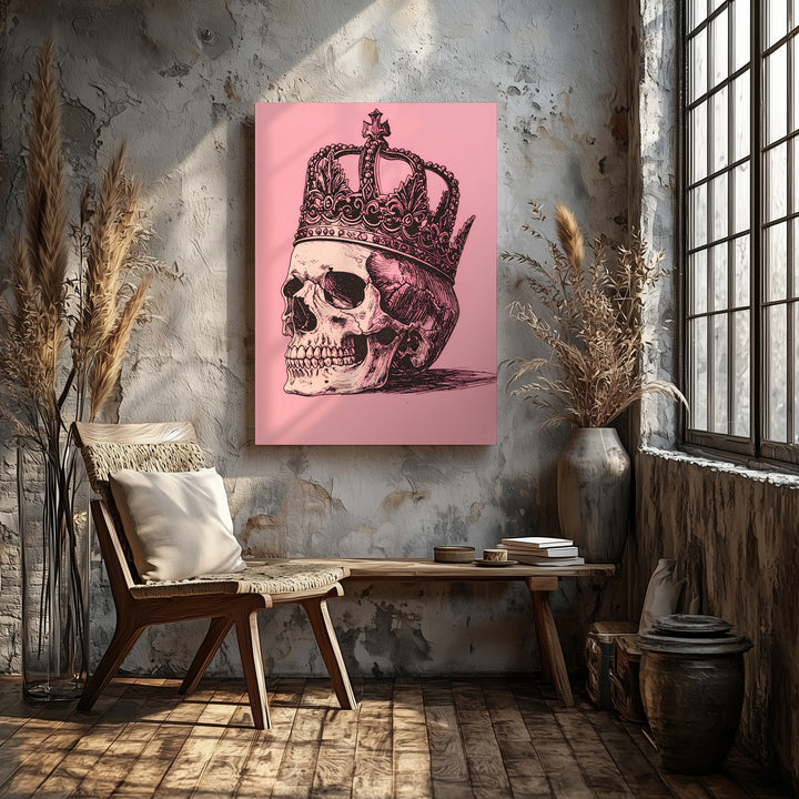 Minimalist Crowned Skull Canvas – Gothic Royalty & Macabre Art - Gifitto