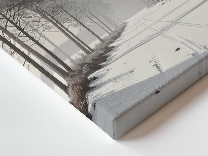 Minimalist Winter Forest Sketch Canvas – Black & White Nature Art - Gifitto