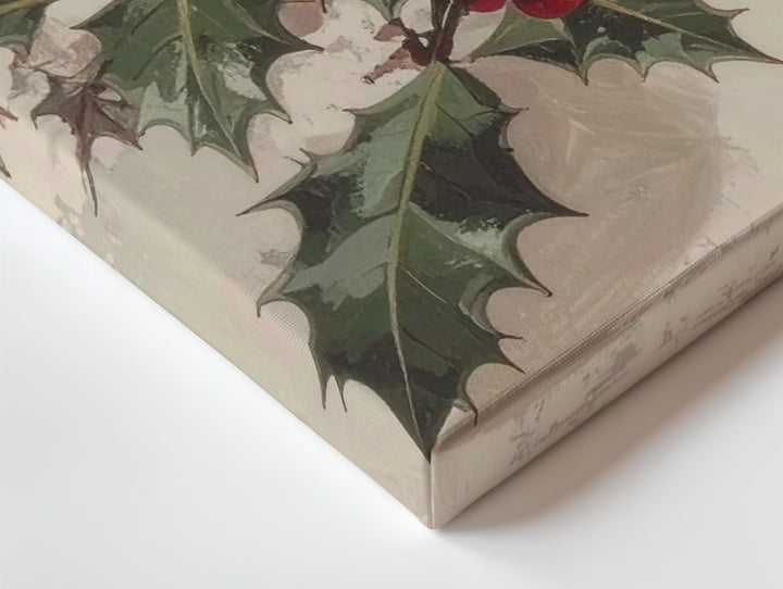 Minimalist Holly Botanical Canvas – Elegant Christmas Nature Art - Gifitto