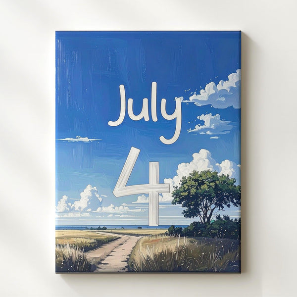 Minimalist July 4 Canvas – Handwritten Independence Day Wall Art - Gifitto