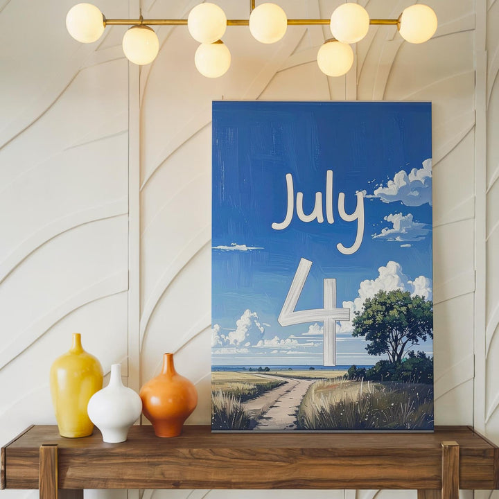 Minimalist July 4 Canvas – Handwritten Independence Day Wall Art - Gifitto
