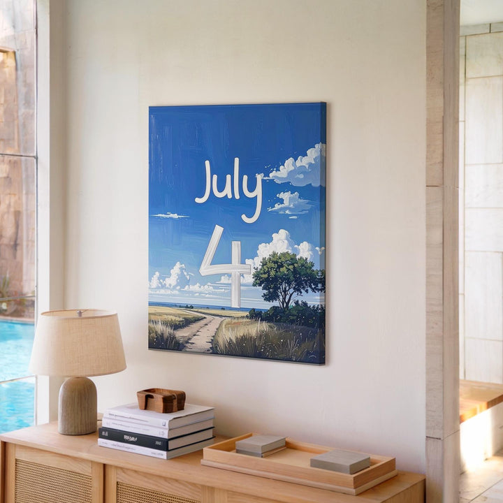 Minimalist July 4 Canvas – Handwritten Independence Day Wall Art - Gifitto