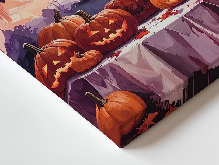 Dramatic Jack-o’-Lantern Display Canvas – Vampire Bats & Dark Forest Art - Gifitto