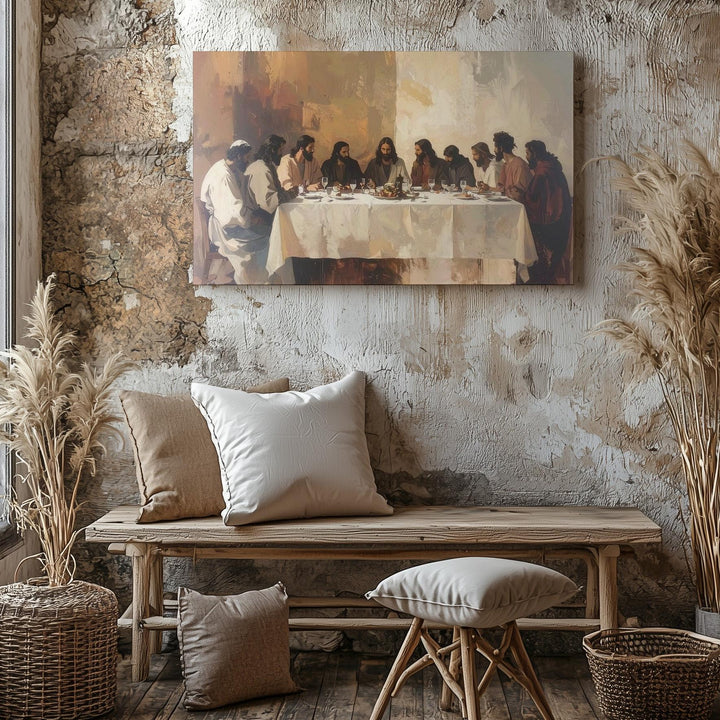Silhouetted Last Supper Canvas – Minimalist Modern Sacred Gathering - Gifitto