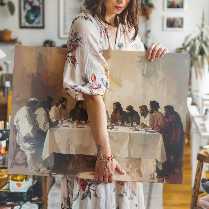 Silhouetted Last Supper Canvas – Minimalist Modern Sacred Gathering - Gifitto