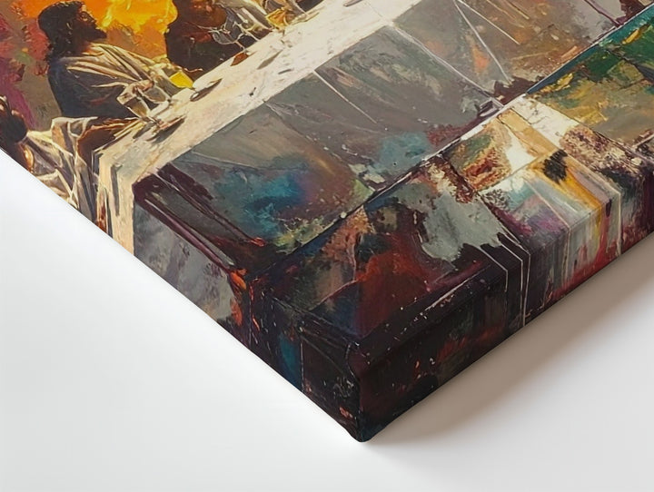 Abstract Last Supper Canvas – Modern Vivid Haloed Reimagining of Jesus & Apostles - Gifitto