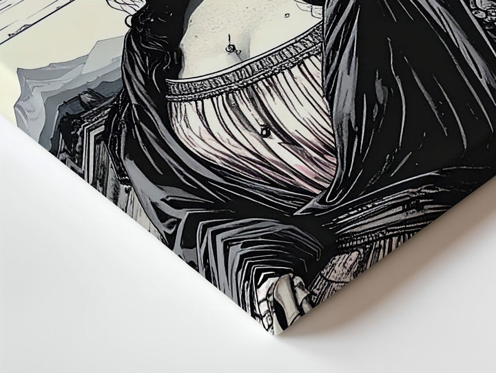 Skeleton Mona Lisa Canvas – Pink Surreal Halloween Parody Wall Art - Gifitto