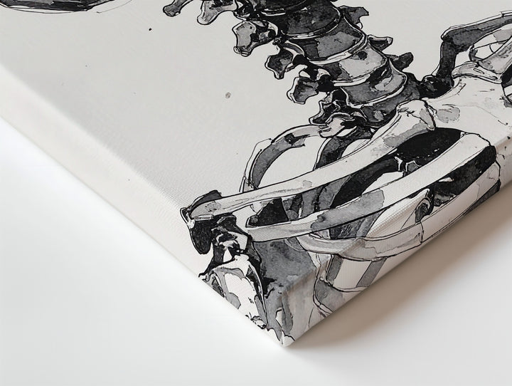 Monochrome Watercolor Skeleton Canvas – Meditative Anatomical Art & Minimal Portrait - Gifitto