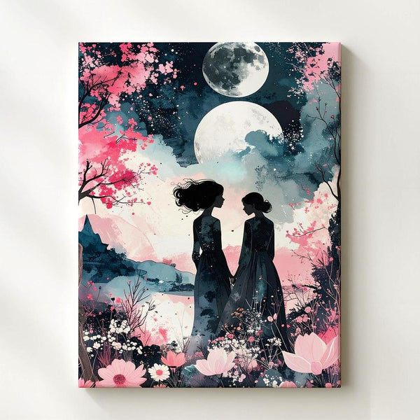 Moonlit Solitude Canvas – Emotional Floral Fantasy Wall Art - Gifitto