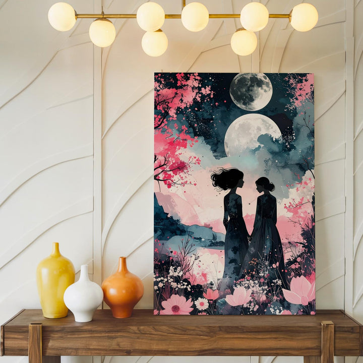 Moonlit Solitude Canvas – Emotional Floral Fantasy Wall Art - Gifitto