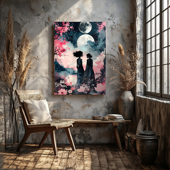 Moonlit Solitude Canvas – Emotional Floral Fantasy Wall Art - Gifitto