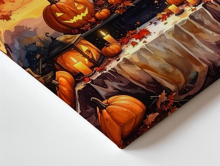 Ornate Halloween Still Life Canvas – Jack-O'-Lanterns, Lanterns & Autumn Magic - Gifitto