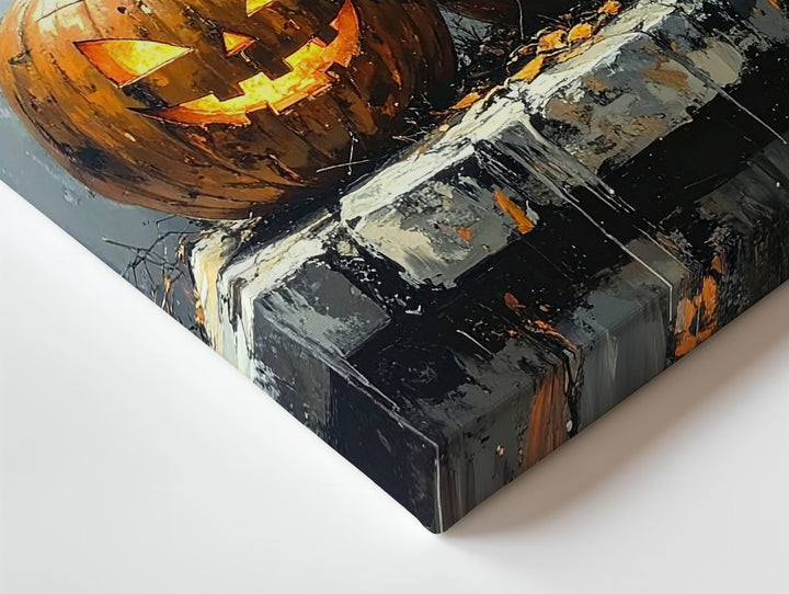 Symmetrical Pumpkin Glow Canvas – Classic Spooky Halloween Wall Art - Gifitto