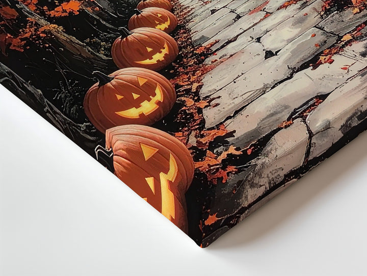 Jack-o’-Lantern Pathway Canvas – Enchanted Autumn Tunnel Wall Art - Gifitto