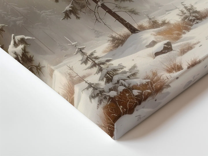 Silent Winter Forest Canvas – Neutral Toned Snowy Landscape Art - Gifitto