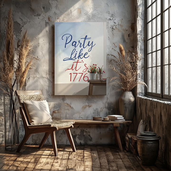 Party Like It’s 1776 Canvas – Playful Patriotic Typography Wall Art - Gifitto