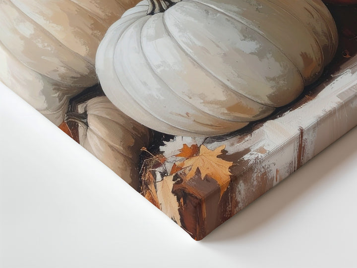 Neutral Pumpkin Still Life Canvas – Vintage Beige Fall Wall Art - Gifitto