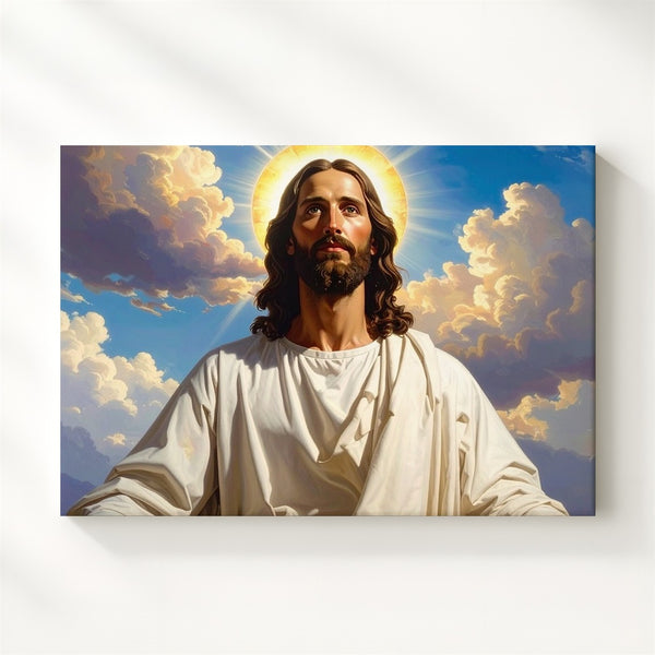 Radiant Christ Canvas – Jesus with Open Arms and Glowing Halo - Gifitto