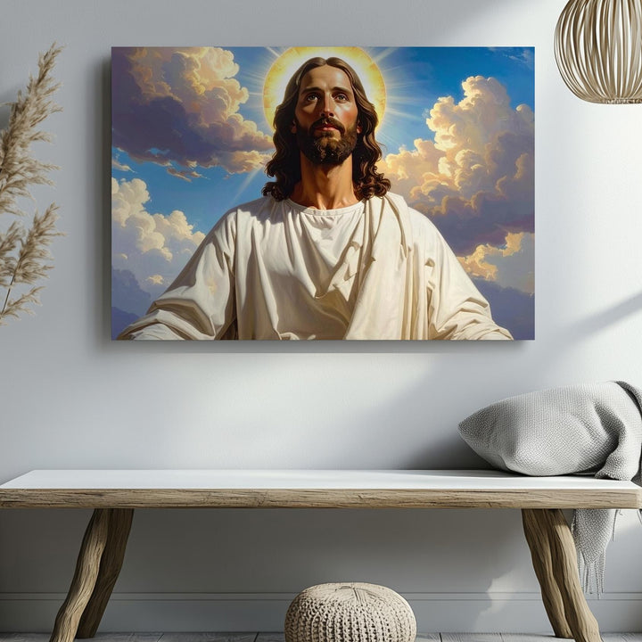 Radiant Christ Canvas – Jesus with Open Arms and Glowing Halo - Gifitto