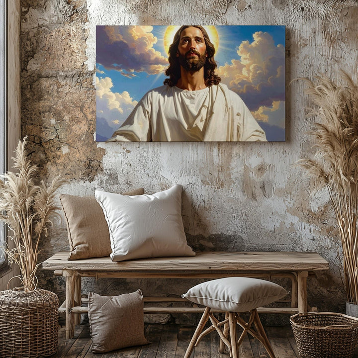 Radiant Christ Canvas – Jesus with Open Arms and Glowing Halo - Gifitto