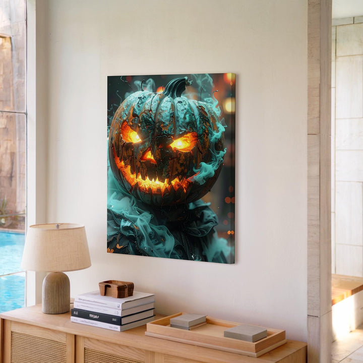 Glowing Pumpkin Demon Canvas – Cinematic Halloween Monster Wall Art - Gifitto