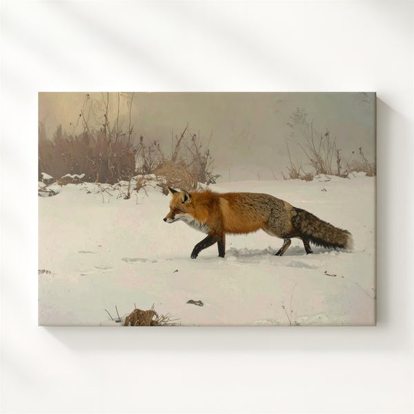Graceful Red Fox Canvas – Minimalist Winter Wildlife Art - Gifitto