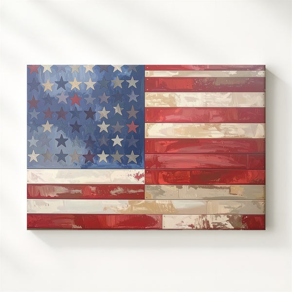 Floral American Flag Canvas – Rustic Artistic Patriotic Wall Art - Gifitto